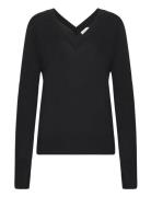 Merino Wool Double V-Nk Sweater Tops Knitwear Jumpers Black Calvin Klein