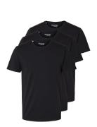 Slhroland Ss O-Neck Tee 3-Pack Noos Tops T-Kortærmet Skjorte Black Selected Homme