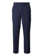 Slh190-Reg Tapered Leroy Pleat Pant Noos Bottoms Trousers Casual Navy Selected Homme