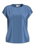 Viellette S/S Satin Top - Noos Tops T-shirts & Tops Short-sleeved Blue Vila