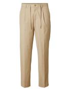 Slh190-Reg Tapered Leroy Pleat Pant Noos Bottoms Trousers Casual Beige Selected Homme