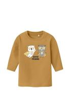 Nbmvacion Ls Top Box Tops T-shirts Long-sleeved T-Skjorte Yellow Name It