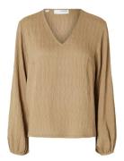 Slfquinn Ls Top At Tops T-shirts & Tops Long-sleeved Beige Selected Femme