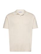 Fine Knit Cotton Polo Shirt Tops Knitwear Short Sleeve Knitted Polos Cream Mango