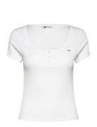 Tjw Slim Henley Top Ss Tops T-shirts & Tops Short-sleeved White Tommy Jeans