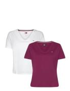 Tjw 2Pack Slim Soft V Neck Tee Tops T-shirts & Tops Short-sleeved Purple Tommy Jeans