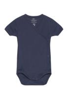 Baby Rib Jersey Body Crossover W. Ss Bodies Wrap Bodies Navy Copenhagen Colors