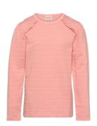 T-Shirt Ls Jaquard Tops T-shirts Long-sleeved T-Skjorte Coral Minymo