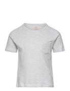 Striped T-Shirt With Pocket Tops T-Kortærmet Skjorte Grey Copenhagen Colors