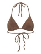 Glitter Triangle Bikini Top Swimwear Bikinis Bikini Tops Triangle Bikinitops Brown Gina Tricot