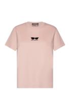 Embroidery Sunglasses T-Shirt Tops T-shirts & Tops Short-sleeved Pink Karl Lagerfeld