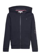 U Essential Zipthrough Hoodie Tops Sweatshirts & Hoodies Hoodies Navy Tommy Hilfiger