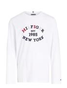 Monotype Flock Regular Tee Ls Tops T-shirts Long-sleeved T-Skjorte White Tommy Hilfiger