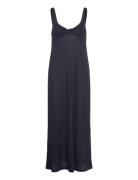 Linen Dress With Knot Detail Maxikjole Festkjole Navy Mango
