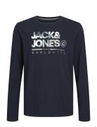 Jjluke Tee Ls Crew Neck Jnr Tops T-shirts Long-sleeved T-Skjorte Navy Jack & J S