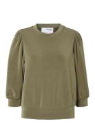 Slftenny 3/4 Sweat Top Noos Tops Sweatshirts & Hoodies Sweatshirts Khaki Green Selected Femme