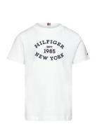 Monotype Flock Regular Tee Ss Tops T-Kortærmet Skjorte White Tommy Hilfiger