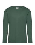 Top L S Slub Basic Tops T-shirts Long-sleeved T-Skjorte Green Lindex