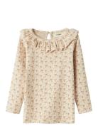 Nmfgago Kni Ls Slim Top Lil Tops T-shirts Long-sleeved T-Skjorte Beige Lil'Atelier