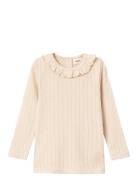 Nmfrachel Nis Ls Slim Top Lil Noos Tops T-shirts Long-sleeved T-Skjorte Cream Lil'Atelier