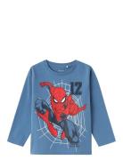 Nmmjaris Spiderman Ls Top Mar Tops T-shirts Long-sleeved T-Skjorte Blue Name It