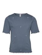 Vmlavender Francis Emb Ss Top Jrs Girl Tops T-Kortærmet Skjorte Blue Vero Moda Girl