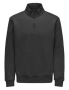 Onsconnor Reg 1/4 Zip Sweat Tops Sweatshirts & Hoodies Sweatshirts Black ONLY & SONS