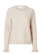 Slflulu Ls Knit Frill Cuff O-Neck Noos Tops Knitwear Jumpers Cream Selected Femme