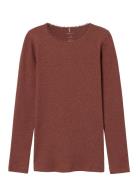 Nkfkab Ls Slim Top Noos Tops T-shirts Long-sleeved T-Skjorte Burgundy Name It