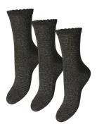 Pcsebby Glitter Long 3P Socks Noos Bc Lingerie Socks Regular Socks Black Pieces