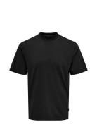 Onsotis Reg Mock Neck Tee Vd Tops T-Kortærmet Skjorte Black ONLY & SONS