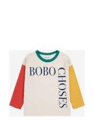 Bobo Choses Square Color Block T-Shirt Tops T-shirts Long-sleeved T-Skjorte Cream Bobo Choses