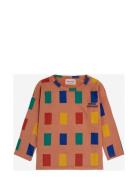 Color Game All Over T-Shirt Tops T-shirts Long-sleeved T-Skjorte Brown Bobo Choses