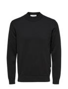 Slhrobert Ls Knit Mock Neck Tops Knitwear Round Necks Black Selected Homme