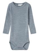 Nbmwang Wool Needle Ls Body Solid Noos Bodies Long-sleeved Blue Name It