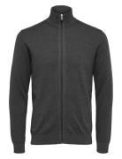 Slhberg Full Zip Cardigan Noos Tops Knitwear Full Zip Jumpers Grey Selected Homme