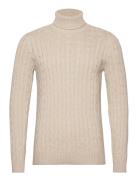 Slhryan Structure Roll Neck Tops Knitwear Turtlenecks Beige Selected Homme