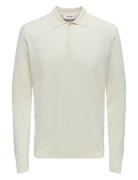 Onswyler Life Ls Polo Knit Tops Knitwear Long Sleeve Knitted Polos White ONLY & SONS