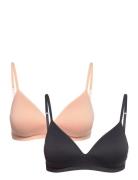 Bra Soft Seamless Petite 2 P Lingerie Bras & Tops Soft Bras Non Wired Bras Beige Lindex