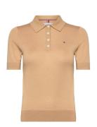 Co Lyocell Button Polo Ss Swt Tops T-shirts & Tops Polos Beige Tommy Hilfiger