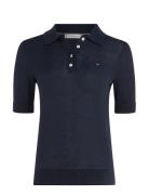 Co Lyocell Button Polo Ss Swt Tops T-shirts & Tops Polos Blue Tommy Hilfiger