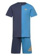 Essentials Colorblock Tee Set Kids Sport Sets With Short-sleeved T-shirt Blue Adidas Performance