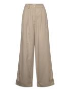 2Nd Mari - Cotton Linen Slub Bottoms Trousers Linen Trousers Beige 2NDDAY