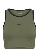 Longline Raceback Bralette Sport Crop Tops Sleeveless Crop Tops Khaki Green VANS