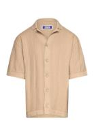 Jorvalencia Structure Knit Ss Polo Jnr Tops Shirts Short-sleeved Shirts Beige Jack & J S