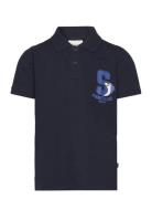 Printed Polo Shirt Tops T-shirts Polo Shirts Short-sleeved Polo Shirts Navy Tom Tailor