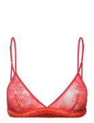 Lace Satin Triangle Bralette Lingerie Bras & Tops Soft Bras Non Wired Bras Red Understatement Underwear