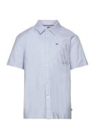 Solid Oxford Shirt S/S Tops Shirts Short-sleeved Shirts Blue Tommy Hilfiger