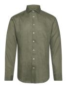 Bs Perth Casual Slim Fit Shirt Tops Shirts Linen Shirts Green Bruun & Stengade