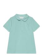 Textured Cotton Polo Shirt Tops T-shirts Polo Shirts Short-sleeved Polo Shirts Blue Mango